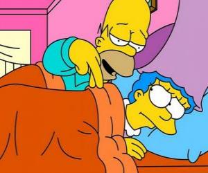 пазл Гомер и Мардж в постели